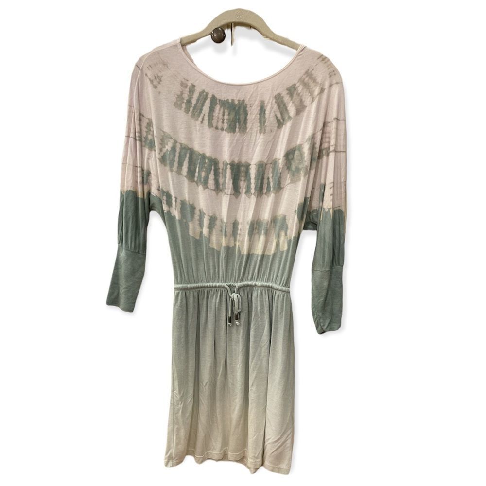 Gypsy05 Tie Dye Green Cream Long Sleeve Dress